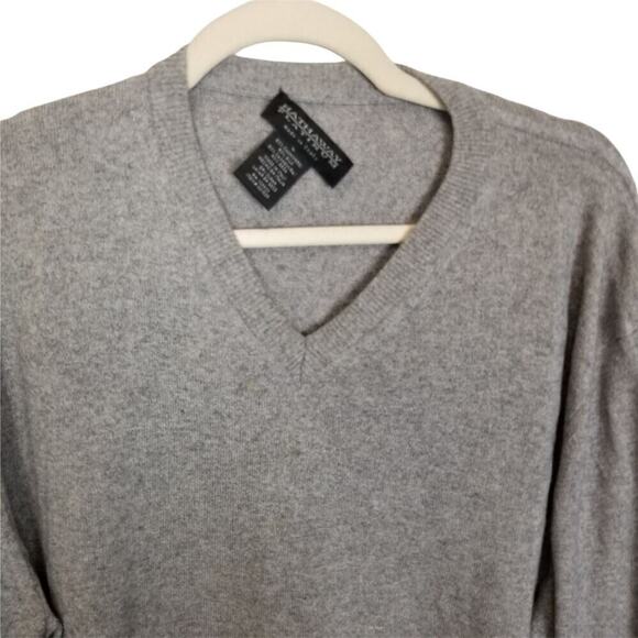 Hathaway Platinum Mens Cashmere Silk Sweater Sz L Quiet Luxury Minimalist Gray - Picture 2 of 7